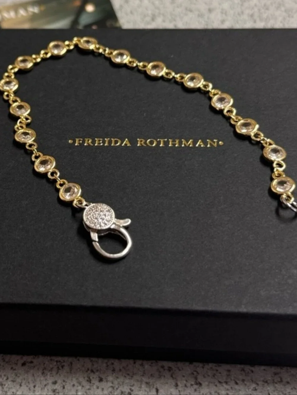 Freida Rothman Vault Gold Lumi Bezel w/ Silver Pave Closure